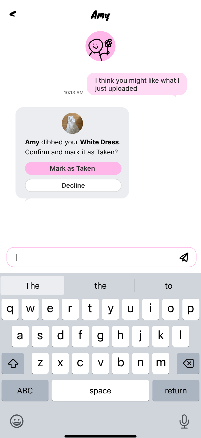 Messages screen for coordinating handoff